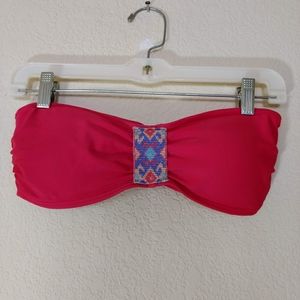 Aerie, M, EUC,  back tie pink bandeau swim top